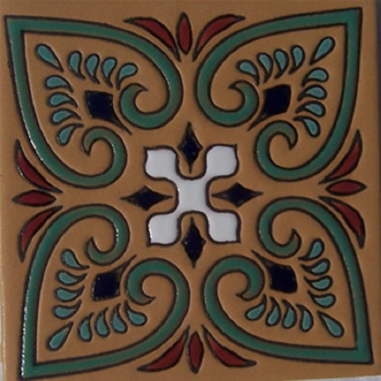 french relief tile green