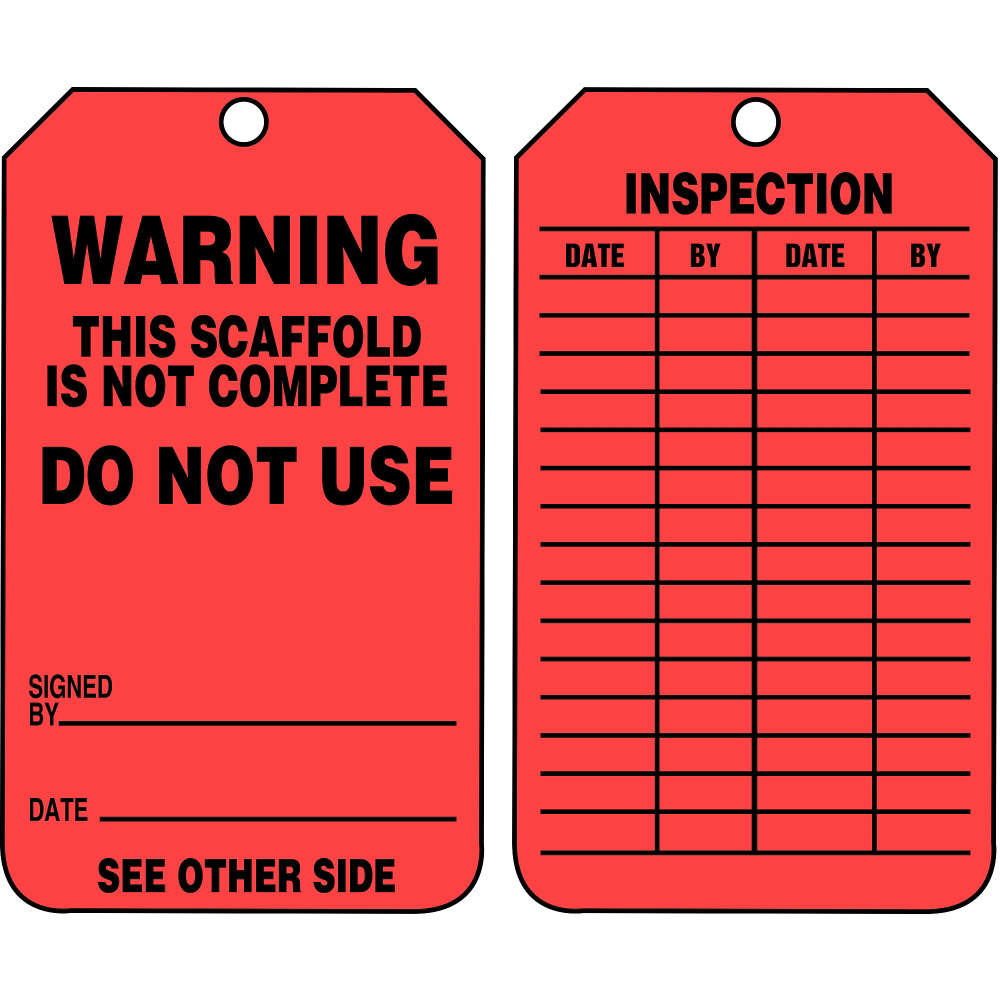 Accuform TRS322CTP Scaffold Status Safety Tag Warning Do Not Use
