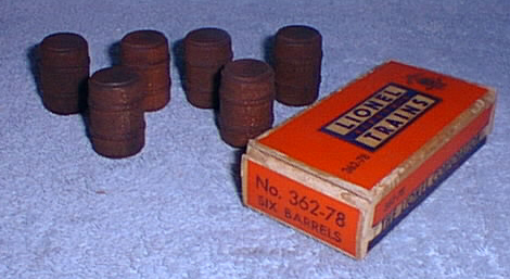 Lionel 362-28 Stained Wood Barrel FOR GONDOLAS OR OPERATING BARREL CARS 4 