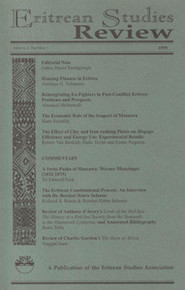 ERITREAN STUDIES REVIEW, Vol. 3 No. 1, 1999, Executive Editor, Gebre Hiwet Tesfagiorgis