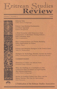 ERITREAN STUDIES REVIEW, Vol. 2 No. 2, 1998, Executive Editor, Gebre Hiwet Tesfagiorgis