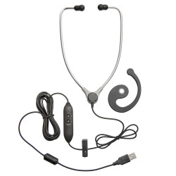 ECS AL-60-USB-SAET Aluminum Stetho Style Transcription Headset With Soft Antimicrobial Eartips - New