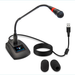 Mini USB Flexible Stereo Record Mic Desktop Microphone for PC Laptop Mac Black 