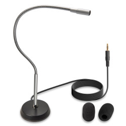 Professional Gooseneck 3.5 mm Conference Microphone Heavy Duty Metal Design Fully Adjustable Uni-Directional Cardioid Dictation
