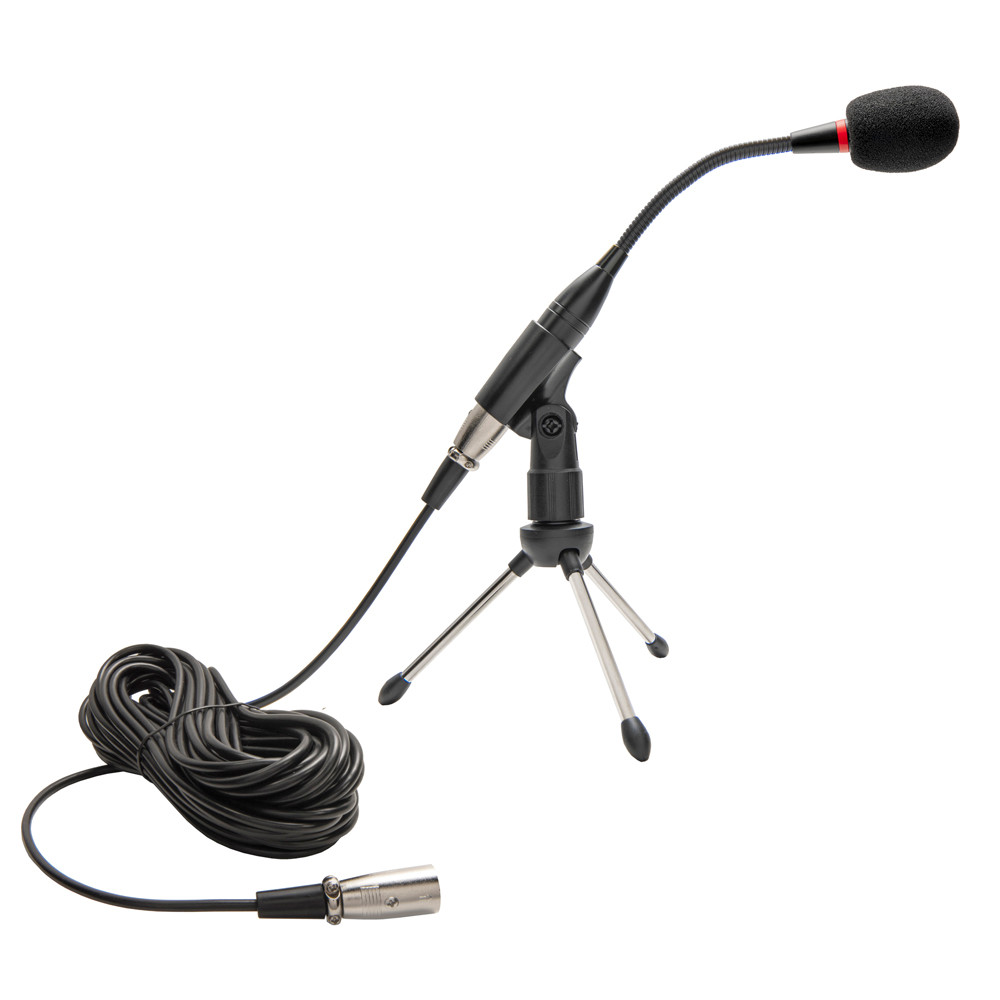 Wordsentry Professional 48 Volt Gooseneck Conference Uni Directional Cardioid Microphone With Tripod Base And Adjustable Heavy Duty Metal Design