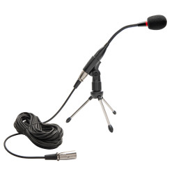 WordSentry Professional 48 Volt Gooseneck Conference Uni-Directional Cardioid Microphone with tripod base and Adjustable Heavy Duty Metal Design
