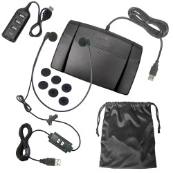 Infinity-3 USB Foot Pedal with WHUCUSB-A Antimicrobial USB Headset & USB Hub