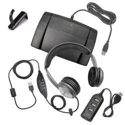 Infinity-3 USB Foot Pedal with Overhead OHUSB Headset, Headphone Hook Holder Hanger and USB Hub