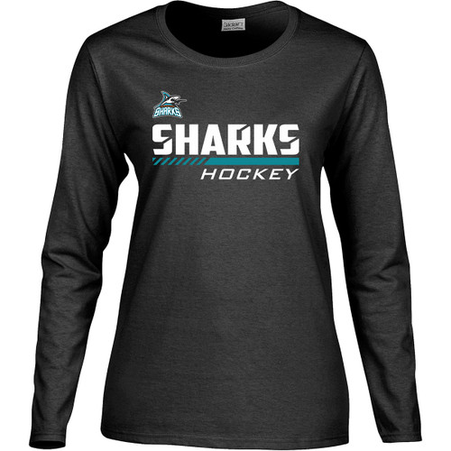 Scarborough Sharks Gildan Women’s Heavy Cotton Long Sleeve T-Shirt - Black (SSH-210-BK)