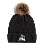 SSH Scarborough Sharks AJM Faux Fur Pom Pom Toque - Black (SSH-053-BK.AJ-9L594L-BLBG-OS)