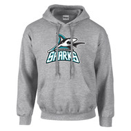 Scarborough Sharks Adult Heavy Blend Pullover Hooded Sweatshirt with Design 1 - Sport Grey (SSH-010-GY)