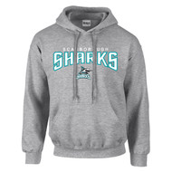 Scarborough Sharks Adult Heavy Blend Pullover Hooded Sweatshirt with Design 2 - Sport Grey (SSH-011-GY)