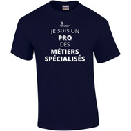 SON Gildan Adult Ultra Cotton T-Shirt with MÉTIERS SPÉCIALISÉS Logo - Masculine - Navy (French Version) (SON-048-NY)