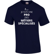 SON Gildan Adult Ultra Cotton T-Shirt - with MÉTIERS SPÉCIALISÉS Logo - Feminine Navy (French Version) (SON-009-NY)