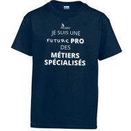 SON Gildan Youth Ultra Cotton T-Shirt with “MÉTIERS SPÉCIALISÉS“Logo - Feminine - Navy (French Version) (SON-339-NY)