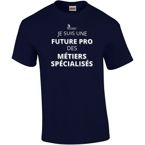 SON Gildan Adult Ultra Cotton T-Shirt with “Future Pro des MÉTIERS SPÉCIALISÉS“ - Masculine Logo - Navy (French Version) (SON-004-NY)