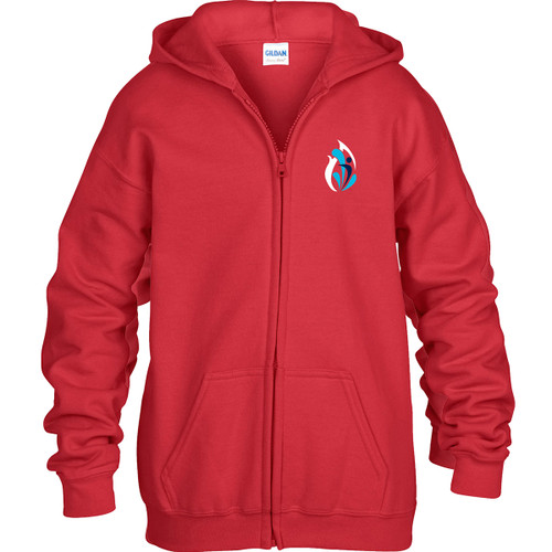 IGN Gildan Youth Hevy blend 50/50 Full-Zip Hooded Swearshirt - Red (IGN-313-RE)
