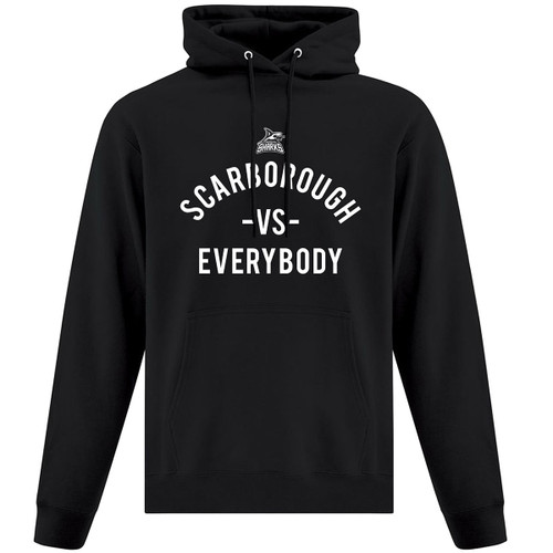 SSH Adult Everyday Fleece Hoodie with Scarborough VS Everybody Logo - Black (SSH-041-BK)