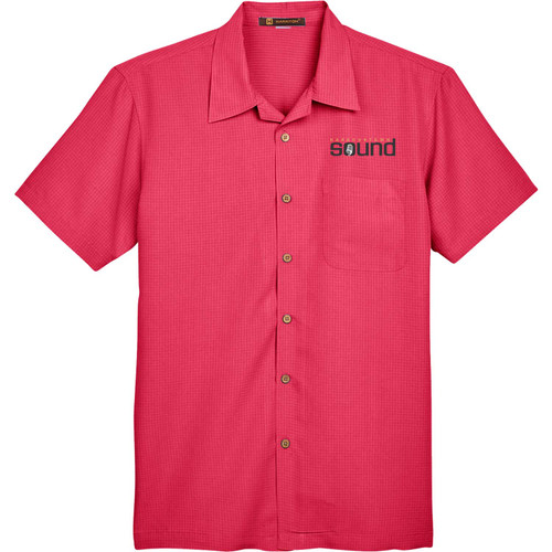 HTS Harriton Men's Barbados Textured Camp Shirt - Parrot Red (HTS-123-PA)