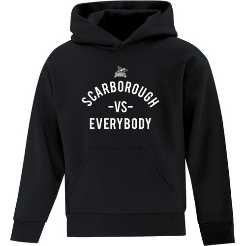 SSH Youth Everyday Fleece Hoodie with Scarborough VS Everybody Logo - Black (Design 3) (SSH-318-BK)