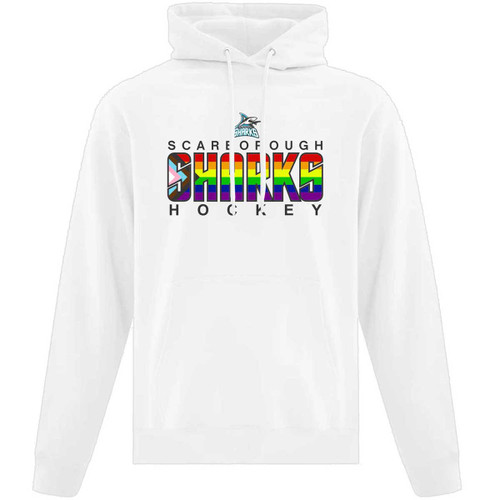SSH Adult Everyday Fleece Hooded Sweatshirt w Pride Logo - White (Design 4) (SSH-019-WH)