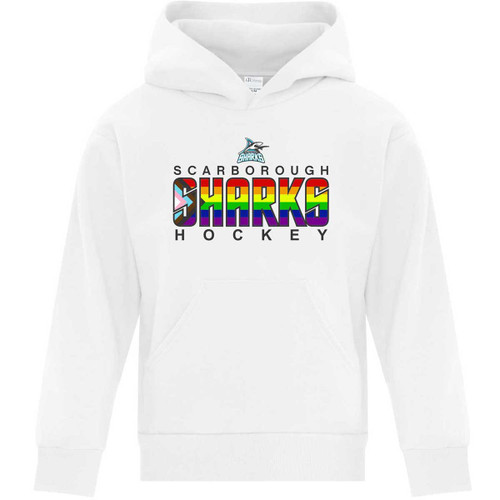 SSH Youth Everyday Fleece Hooded Sweatshirt w Pride Logo - White (Design 4) (SSH-319-WH)