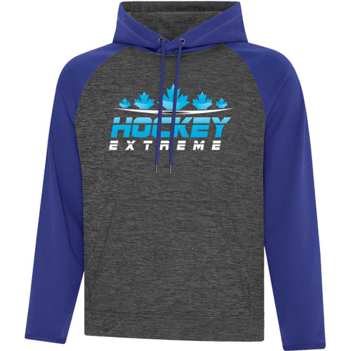HKE Adult Dynamic Heather Fleece Two Tone Hooded Sweatshirt - True Royal (HKE-004-TR)