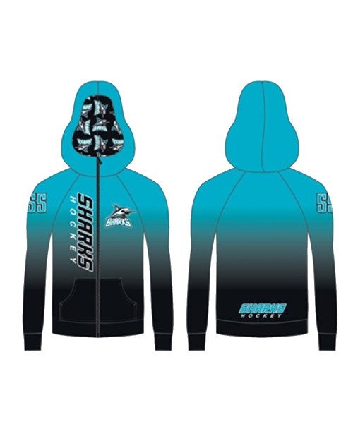 Scarborough Sharks Youth Sublimated Full Zip Jacket - Columbia Blue (SSH-304-CL.AK-ZAL3711PY)