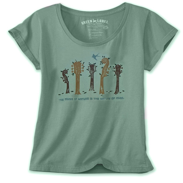 Women's Slim Scoop Organic Ringspun T-Shirts - Nature of Music Sea Green