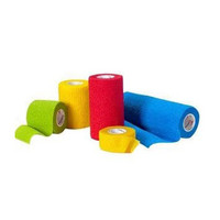 Cardinal Health Self-Adherent Bandage, 4" x 5 yds, Assorted Color Pack (3 rolls each of blue, green, red and yellow)  55CAH45LFCP-Box
