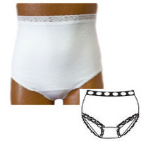 OPTIONS Ladies' Basic with Built-In Barrier/Support, White, Left-Side Stoma, Large 8-9, Hips 41" - 45"  8080204LL-Each
