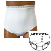 OPTIONS Ladies' Basic with Built-In Barrier/Support, White, Dual Stoma, Medium 6-7, Hips 37" - 41"  8080204MD-Each