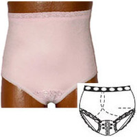 OPTIONS Split-Lace Crotch with Built-In Barrier/Support, Soft Pink, Right-Side Stoma, Large 8-9, Hips 41" - 45"  8081001LR-Each