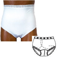 OPTIONS Split-Cotton Crotch with Built-In Barrier/Support, White, Right-Side Stoma, Large 8-9, Hips 41" - 45"  8081204LR-Each