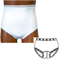 OPTIONS Split-Cotton Crotch with Built-In Barrier/Support, White, Dual Stoma, Small 4-5, Hips 33" - 37"  8081204SD-Each