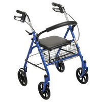 Durable 4Wheel Rollator with FoldUp Removable Back, Blue