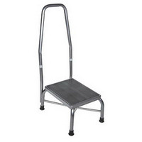 Bariatric Foot Stool with Handrail, Silver Vein