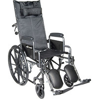 Silver Sport Reclining Wheelchair with Detachable Desk Length Arms and Elevating Leg Rest