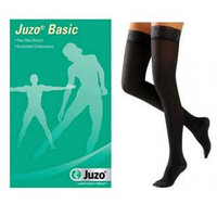 JUZO Basic ThighHigh with Silicone Border, 1520, Full Foot, Black, Size 3