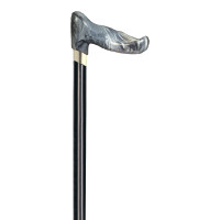 Wood Cane with Gray Marble Palm Grip Handle, Left