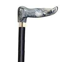 Wood Cane with Gray Marble Palm Grip Handle, Right