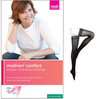 Mediven Comfort ThighHigh with Silicone Top Band, 3040, Open, Ebony, Size 4