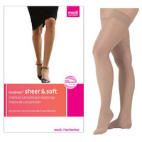 Sheer & Soft Thigh High with Silicone Top Band, 1520, Closed, Natural, Size 2