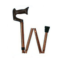 Adj. Black Folding Cane w/Walnut Finish Derby Hndl