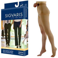 Natural Rubber Left ThighHigh Stocking with Waist Attachment Size L4, Natural