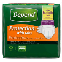 Depends Protection Brief with 4 Tabs Large 35" - 49"  6935458-Pack(age)
