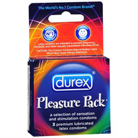 Durex Pleasure Pack Assorted Premium Lubricated Latex Condoms (3 Count)  KY244780-Pack(age)