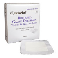 ReliaMed Sterile Bordered Gauze Dressing 6 x 6"  ZGB66-Box"