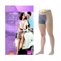 Mediven Plus Thigh High with Waist Attachment, 20-30, Left Leg, Open, Beige, Size 7  NE11907-Each