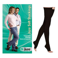 Juzo Soft Thigh-High with Silicone Border, 20-30, Open, Black, Size 5  JU2001AGSB105-Each